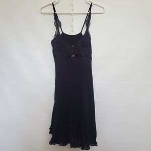 Nina Lee LBD Little Black Dress Mini Slip Camisole Lace Womens (S)